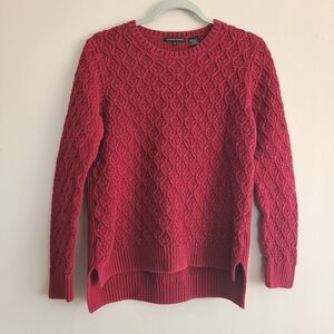 Jeanne Pierre Red Cable Knit Cotton Pullover Sweater